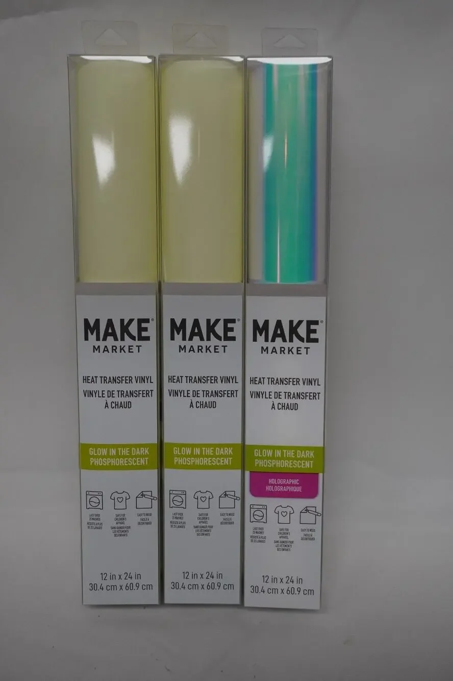 Make Market Heat Transfer Vinyl Phosphorescent Glow InThe Dark Holographic Green